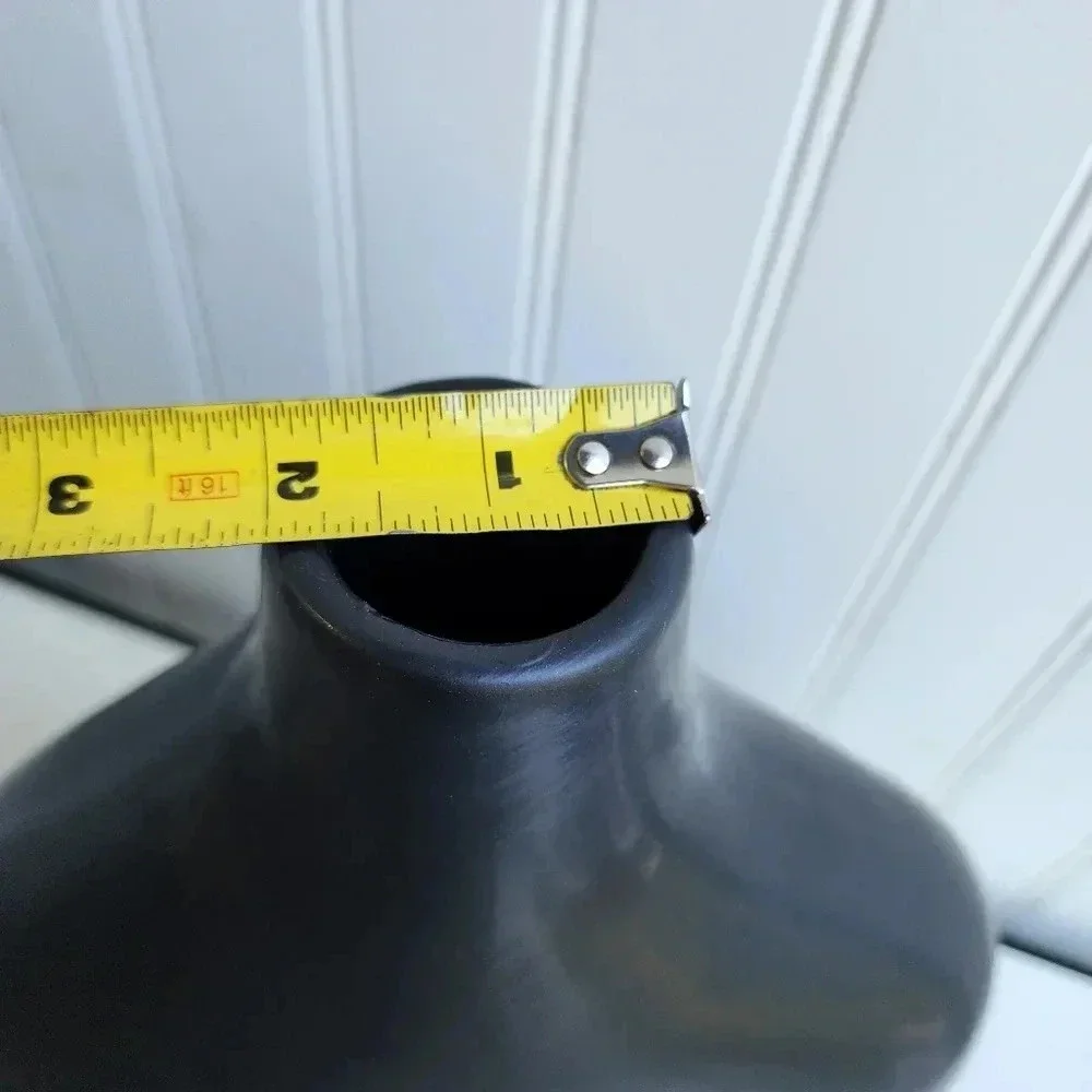 Matte Black Ceramic Table Vase Décor Minimalist Modern Abstract  10.5